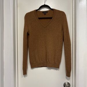 Saks Fifth Avenue Tan V-Neck Cashmere Sweater